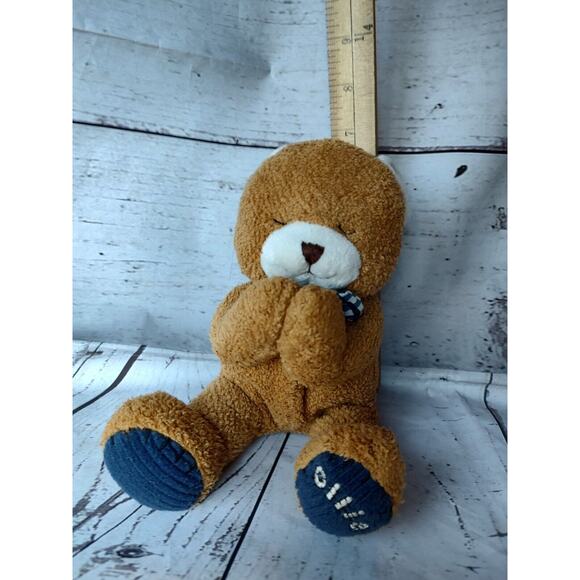 KIDS II OLLIE Praying Brown Bear Plush Navy Blue Bow Tie 8inch Doesn't Work - Picture 6 of 6